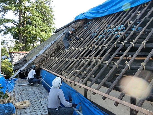 上山市文化財の武家屋敷・三輪家工事状況。