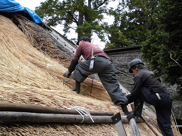 上山市文化財の武家屋敷・三輪家工事状況。