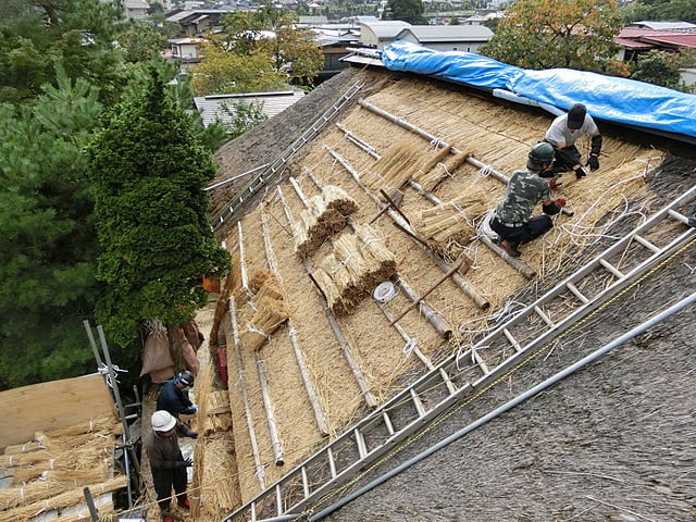 上山市文化財の武家屋敷・三輪家工事状況。