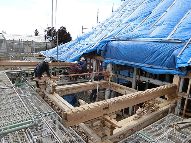 玄松院様　向拝（こうはい）建て方状況