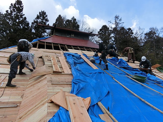 本行寺様　本堂屋根木工事状況