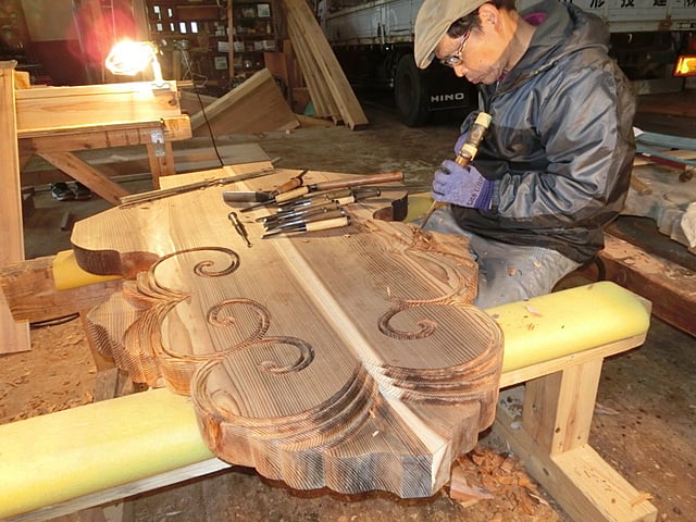 専念寺様の懸魚製作風景