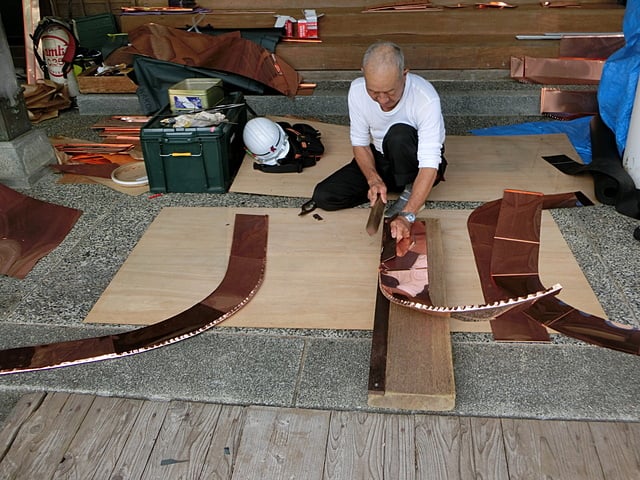 龍源寺様　唐破風屋根銅板葺き