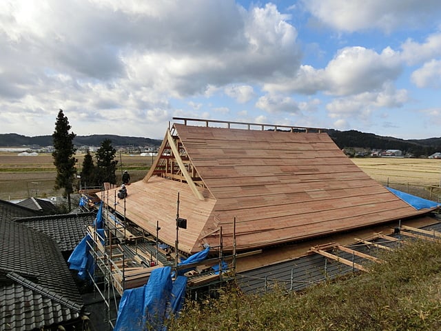 観音寺様　木工事状況（後方より撮影）