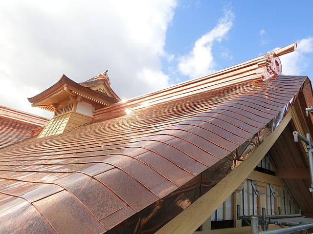 瀧澤寺様　庫裡の屋根銅板葺き工事